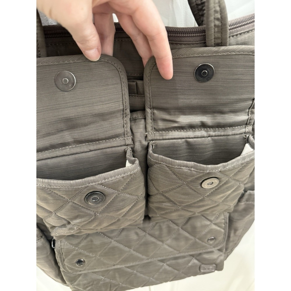 Lug Charleston Destination Gray Grey Quilted Nylon Travel Tote Crossbody Bag - Picture 5 of 16
